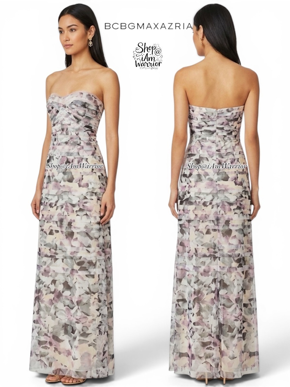 BCBGMaxAzria floral tiered tulle strapless gown *Shop@iamwarrior